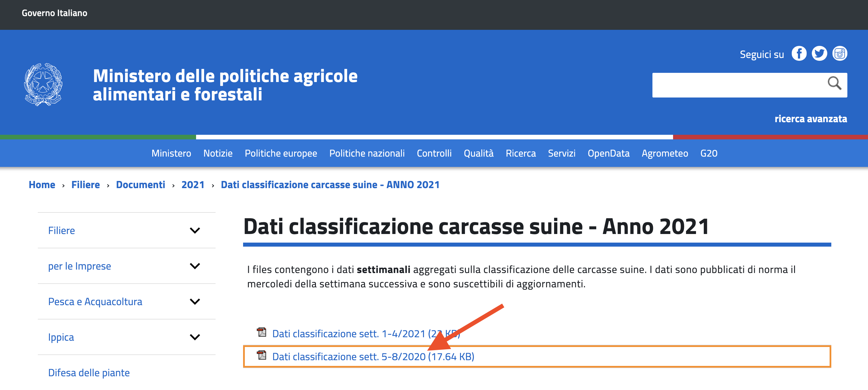 sito mipaaf data errata