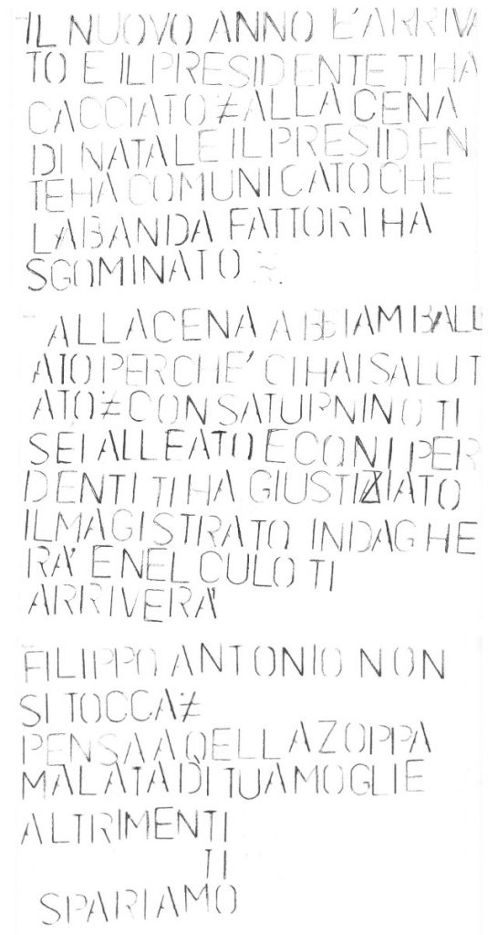 LETTERA MINATORIA DE CECCO