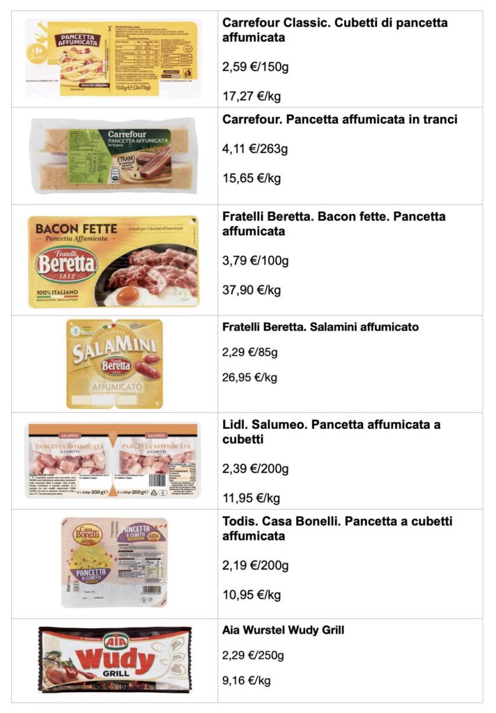 aromi di affumicatura nella pancetta